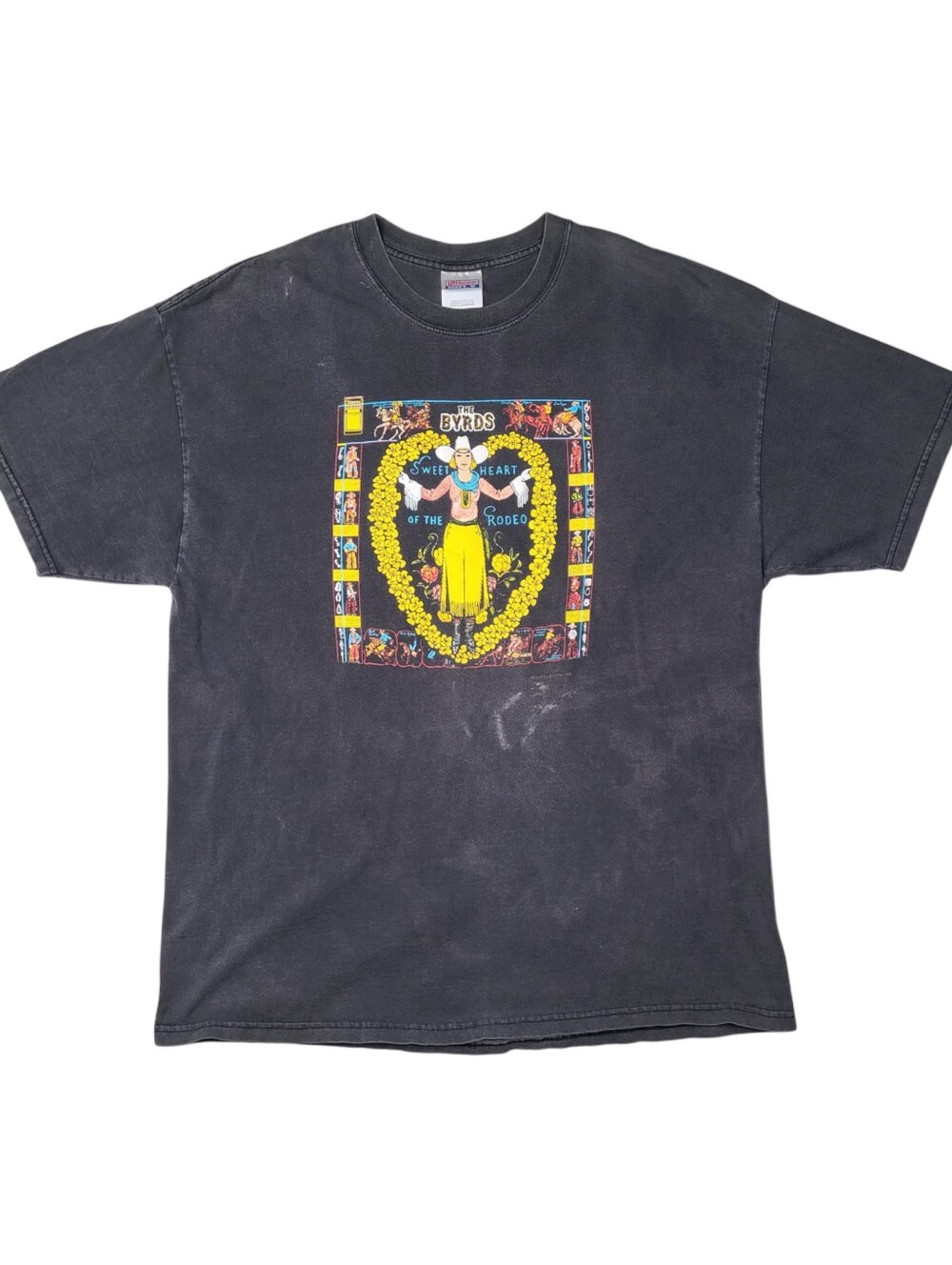 Vtg 90s The Byrds Sweetheart Of The Rodeo 1960s Band T Shirt CRAZY Fade Sz XL